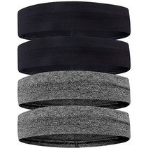 하늬통상 땀흘림방지 스포츠 헤어밴드 4종, 블랙2+그레이2