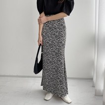 맥시 빅사이즈 주름 플리츠 호피 레오파드 하객룩 롱 스커트