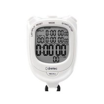 Dretec - 디지털 스포츠 스톱워치/카운트다운 타이머 랩 스플릿 시계 캘린더 알람 IPX7 방수 달리기 수영 심판 코치 훈련을 위한 엑스트라 라지 LCD 디스플레이, White