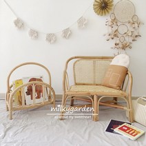 협력업체 북유럽 키즈 쇼파 촬영 소품 원목 라탄 의자, A