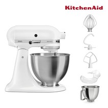키친에이드 5KSM150PSW 아티잔 4.8L 틸트헤드 믹서 반죽기 스탠다드, 5KSM150PSW 화이트