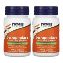 나우푸드 세라펩타제 식물성캡슐 60정 2팩 Now Foods Serrapeptase, 1, 1개