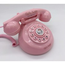 복고풍 전화 분홍색 귀여운 헬로키티 핑크 유선 전화기 통화 가능 빈티지 촬영소품, B