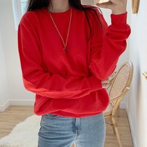 티데일리 남녀공용 기모 맨투맨 무지 긴팔 티셔츠