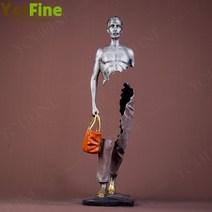 앤틱 조각상 장식품 조형물 소품 석상 인테리어 56cm 청동 여행자 조각 추상 대형 호텔 장식 청동 여행자 동상 유명한 청동 입상 공예 선물, l15 w6.5 h56cm