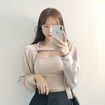 크리미라떼 나시티 스트랩 볼레로 가디건 세트