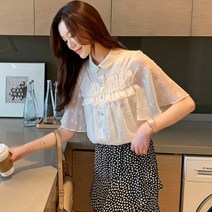 가바바 여성 블라우스 별무늬 프릴 카라 쉬폰 데이트룩 여름 블라우스 G37829
