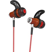 심포니즈 NRG 2.0 블루투스 무선 나무 인이어 소음 차단 헤드폰 쿼드 이어버드 마이크 및 볼륨 조절 기능이 있는 이어폰, Red