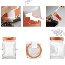 투명 터치밀폐통 원두커피 밀페용기 1750ml 다용도 파우더 설탕 견과류