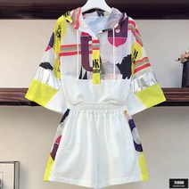 가바바 여성 반팔 트레이닝복 세트 유니크한 패턴 패셔너블한 여름 트레이닝복 세트 G61268