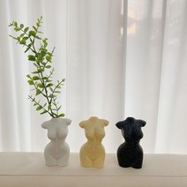 디자인 아트 바디 도자기 화병 한송이 꽃병 세라믹 인테리어 오브제 스튜디오 촬영 소품 장식품, 화이트