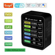 공기질 측정기 6 In 1 다기능 감지기 WiFi 휴대용 공기 T OC CO2 가스 CH2O 온도 습도 감지, 04 WiFi-NDIR sensor, 04 Black WIFI-NDIR