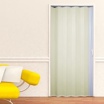 EKMALL 홀딩도어 자바라 편개 싱글 아이보리 가로사이즈 95cm x 세로사이즈