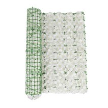 인조 등나무 울타리 백 그리드 사실적인 밝은 꽃 테두리 발코니 스크린, 03 WHITE_01 0.5x1M