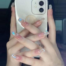 웨어러블 네일 2022 새로운 하이 엔드 네일 패치 완료 웨어러블 매니큐어 세트 가을 겨울 네일 피스 쇼트, 한개옵션1, M55 웬 엘프 롱 미디엄 렝스 24피스