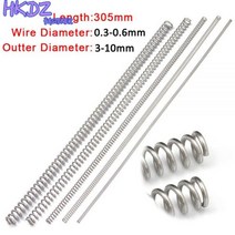 304 스테인리스강 긴 스프링 Y형 압축 와이어 직경 0.3mm 0.4mm 0.5mm 0.6mm 외경 3-10mm 길이 305mm579458, 10pcs, 0.6 x 10 x 305mm