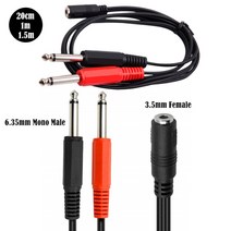 DC3.5mm Female Plug To Dual 6.35mm 2x 6.35 mm TRS Mono Male Jack Audio Socket Adapter Cable 14 TSF F, [3] 15m