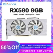 그래픽카드 3060 그래픽카드2060 그래픽카드1030 ENVINDA AMD RX 580 게임용 그래픽 카드 GDDR5 256 비트 PCI 익스프레스 3.0 16 8 핀 라데온, [02] WHITE, 02 WHITE