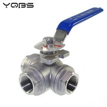 YQBS SS304 스테인레스 스틸 볼 밸브 NPT 암나사 3/4 1/2 T L 포트 3 3 방향, 02 3/4