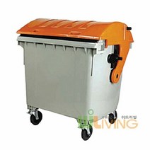 분리수거함(HDPE) (상차용1100L/라운드형), 초록, 종이류