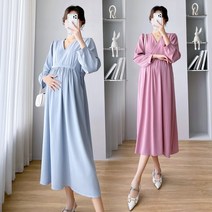 마카다 마카판다 출산 임산부 임부복 v넥 롱원피스 0295