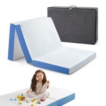 Jamdok 10.2cm(4인치) 트윈 XL 접이식 매트리스 젤 주입 메모리 폼 3단 보관 가방 포함 손님용 바닥 대학 기숙사 방 필수품 SUV 캠핑 (198.1 x 96.5, 4 Inch