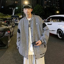 체크 야구 점퍼 남자 과잠 가을 봄 아우터 남성 간절기 자켓 남친룩 캠퍼스룩 캐주얼룩