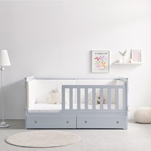 리홈스튜디오 에리카 데이베드 원목 100% 안전가드 아기침대 슈퍼싱글 (안전가드 포함), 06.프레임SS+안전가드+본넬 매트, 런던그레이