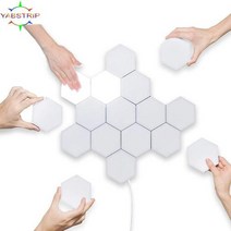 led 관세음보살 석가모니 불상 터치 센서 민감한 조명 육각형 분위기 양자 벽 램프 110 개 침실용 크리에이티브 장식 LED 야간, Cold white+1 PCS With adapter
