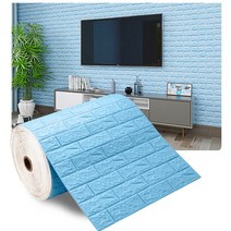 폼블럭벽지 방한폼 단열 포인트 벽돌 DIY 3D 벽돌 롤 자기 접착 벽지 화이트/블루/핑크/그레이 부드러운, 04 하늘색_05 70cmx0.5m