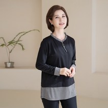 엄마옷 마담4060 배색프릴지퍼티셔츠-RTE302006-