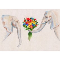 풍수아트 재물운 코끼리 29종 신혼 집 인테리어 부부 집들이 개업 선물 거실 풍수 그림 액자, 20.프로포즈코끼리