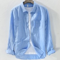 바이스타 남성 린넨 봄 여름 긴발 남방 시원하고 멋스러움