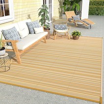GENIMO 12.7 x 2.4m(5 8피트) 야외 러그 방수 양면 매트 플라스틱 외부 카펫 파티오 캠핑 피크닉 뒷마당 데크 발코니 현관 해변 트레일러용 기하학적 Rv 매트(멀티