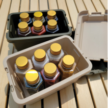 미니 카고 박스 양념통 캠핑 트렁크 정리 수납함, 카고SET(베이지상자,공병6,깔대기)