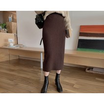 감성포근 밴딩 뒷트임 울 니트 스커트