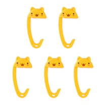 차차미 캐릭터 책상가방 걸이대 실리콘 논슬립 휴대용 사무실 소품 물건 보관 행거, 5개입, 옐로우