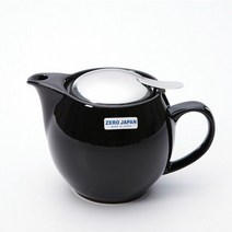 제로재팬 실용적인 도자기 라운드 티포트 450ml 블랙 차포트, 단일속성