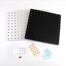 벽꾸미기 사각 타공판 판넬 리모델링 세트 화장실 행거 책상 욕실 정리, 검정+부착용