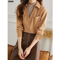 DFMEI.디자인 감가 투피스 코듀로이 셔츠 스트라이프 반폴라 패치워크