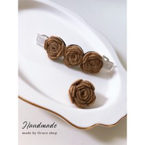 [그레이스 샵 ] 컬러 장미 플라워 자동핀 헤어핀 미니브로치 세트(2pcs)