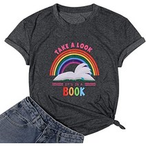 이미지 myhalf rainbow book t shirt 여성 독서 ​​셔츠 book