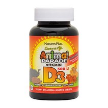 네이처스플러스 애니멀 퍼레이드 비타민 D3 500IU 블랙체리 츄어블, 90정, 1개