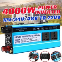 차량용컨버터 4usb solar power 자동차 인버터 3000w 인버터 dc 12v 24v 48v to ac 220v power voltage converter 변압기, 3000w-12v에서 220으로
