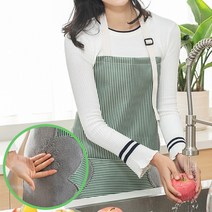 장바9니 플라워 핸드타월방수 앞치마 카페 공방 주방 길이조절, 그린