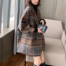 C.ONLIE SHOP여성 겨울 체크 모직 정장 코트 루즈핏 자켓 HAT616 트위드자켓 청자켓 크롭자켓