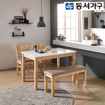 동서가구 클리드 대리석 4인 벤치식탁세트 DF906983, 상판스퀘어-프레임엔틱