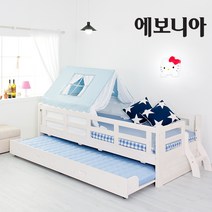 [20조한정 추가즉시할인] 에보니아 미키 원목 이단침대 하부침대형_상단매트제외 / 백프로 소나무원목 싱글침대 어린이침대 아동침대, 화이트
