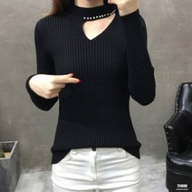 가바바 여성 스웨터 특이한트임과 진주장식 터틀넥 가을 니트 G55535