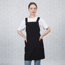 얇은 폴리 X형 앞치마 L AE48, 검정, 1개